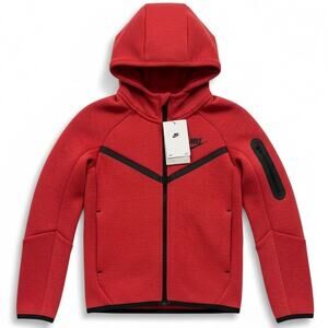 Nike Boys Tech Fleece Full-Zip Hoodie – XS – Light University Red